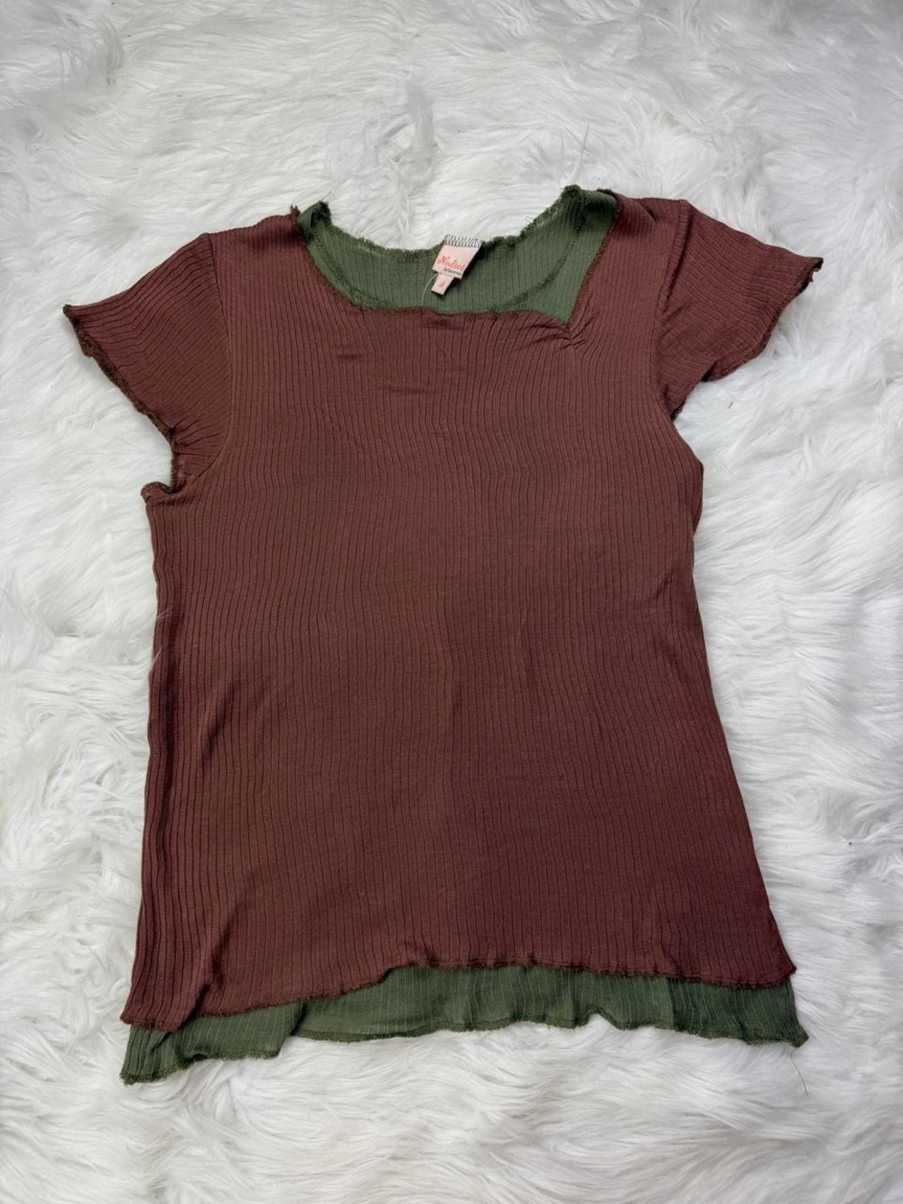 Y2K Layered Ribbed Short-Sleeve Top